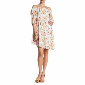 Free Press NWT  Off Shoulder Floral Print Asymmetrical lied Dress XL